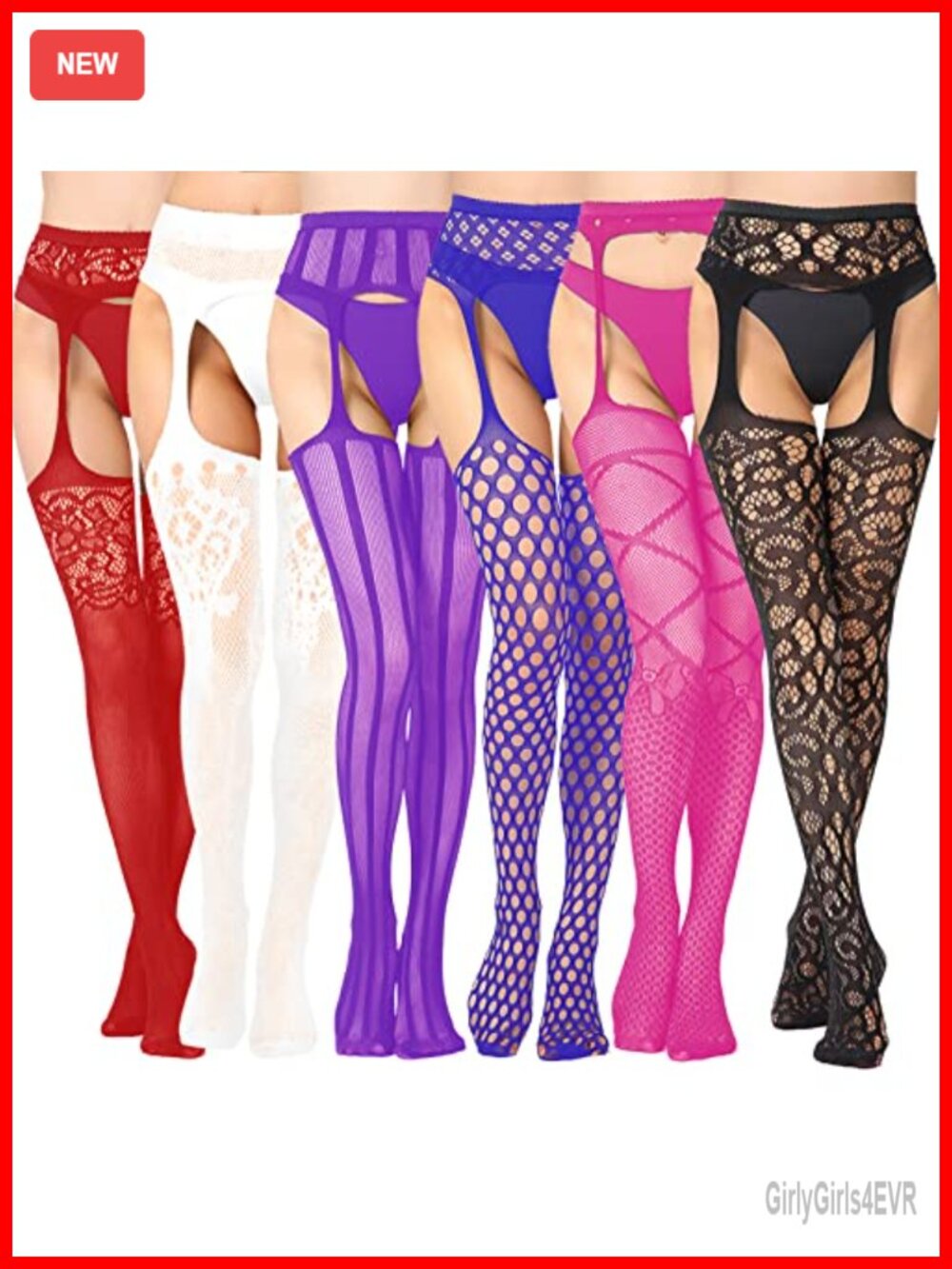 Fishnet Stockings Thigh High Nylon Spandex High Waist Pantyhose 6 Pairs